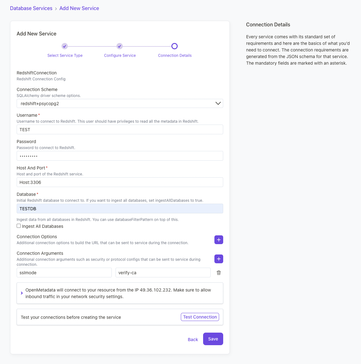 Configure service connection