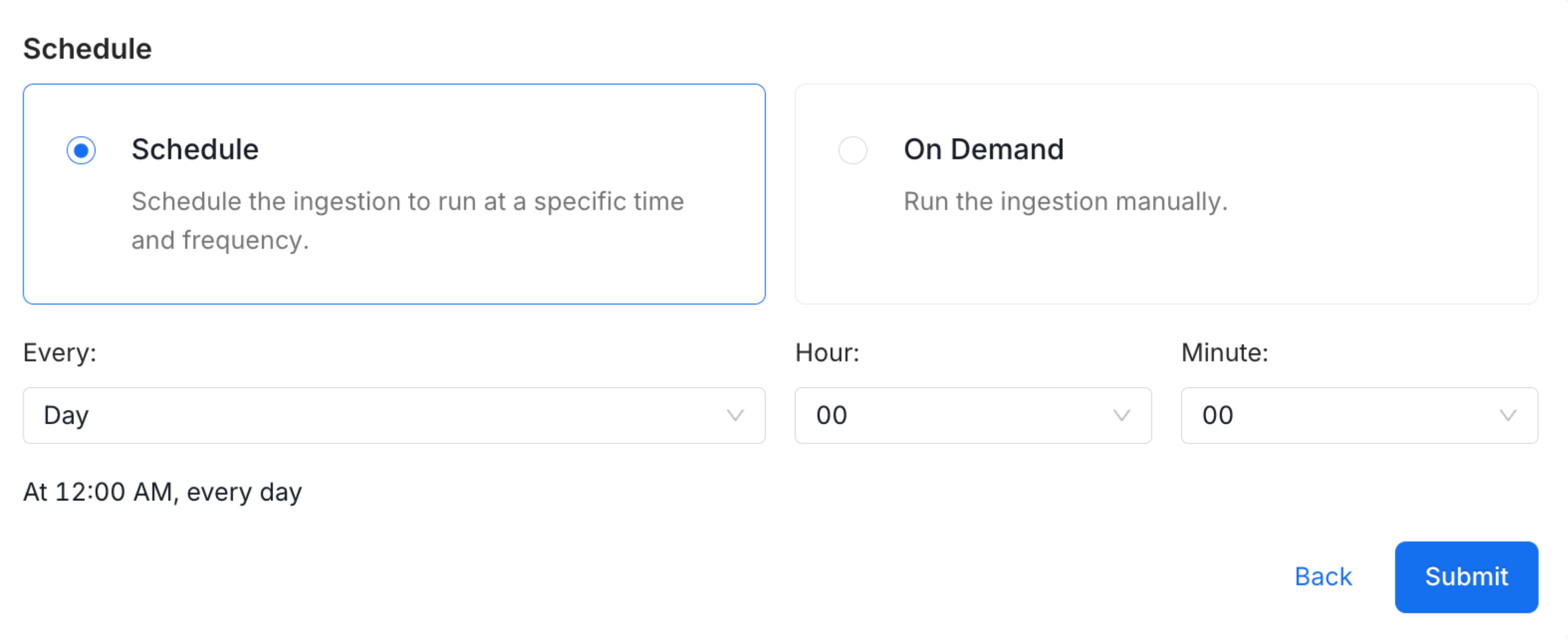 Set Up Data Insights Ingestion Schedule