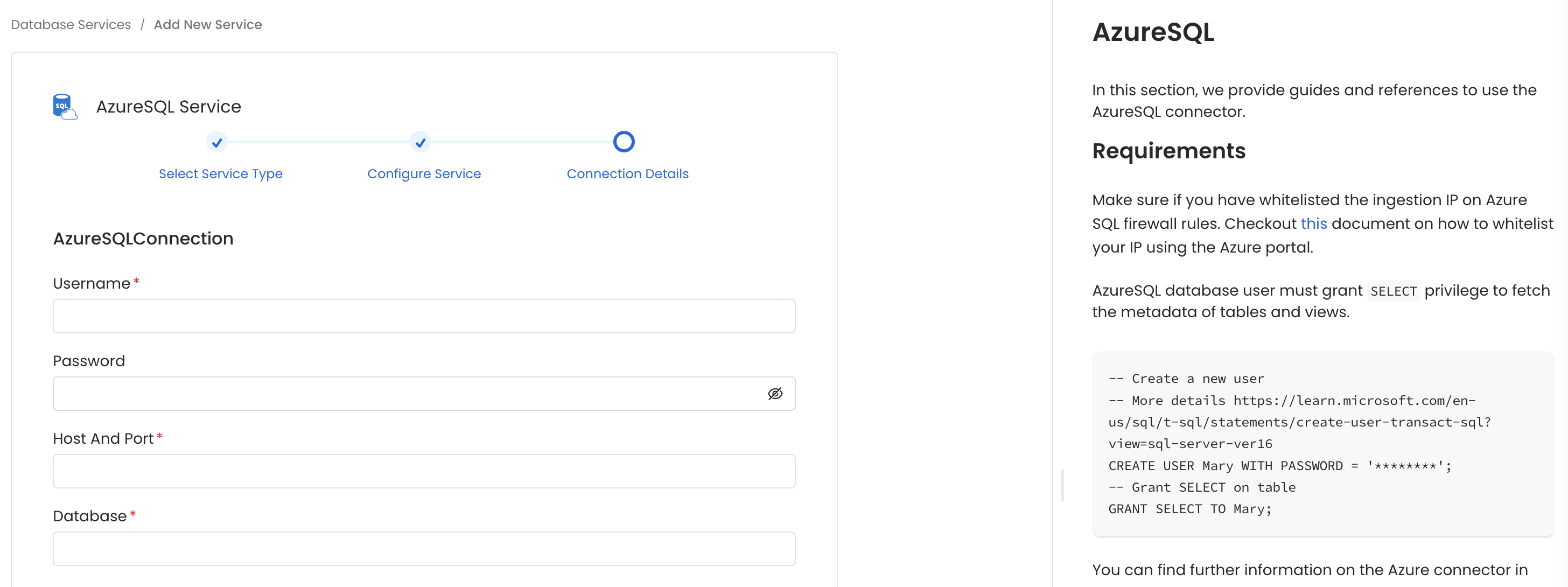 Configure Service connection