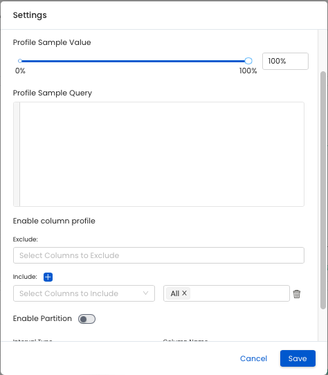 table profile settings