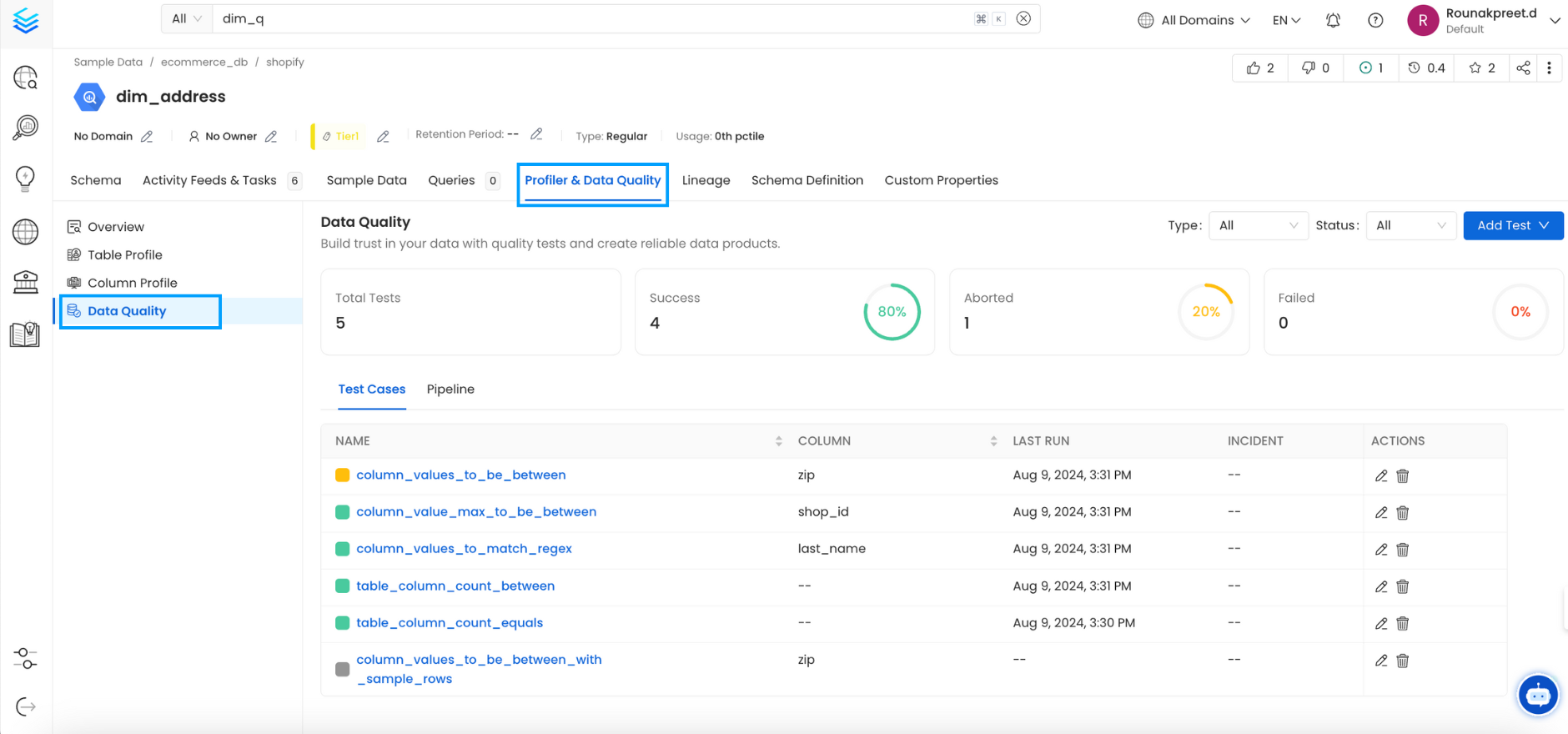 Profiler & Data Quality