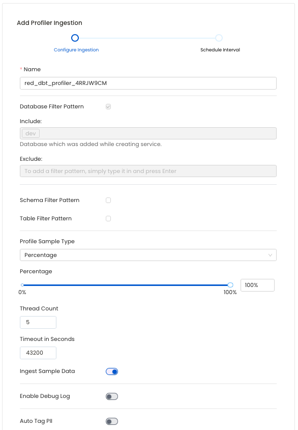 Set profiler configuration