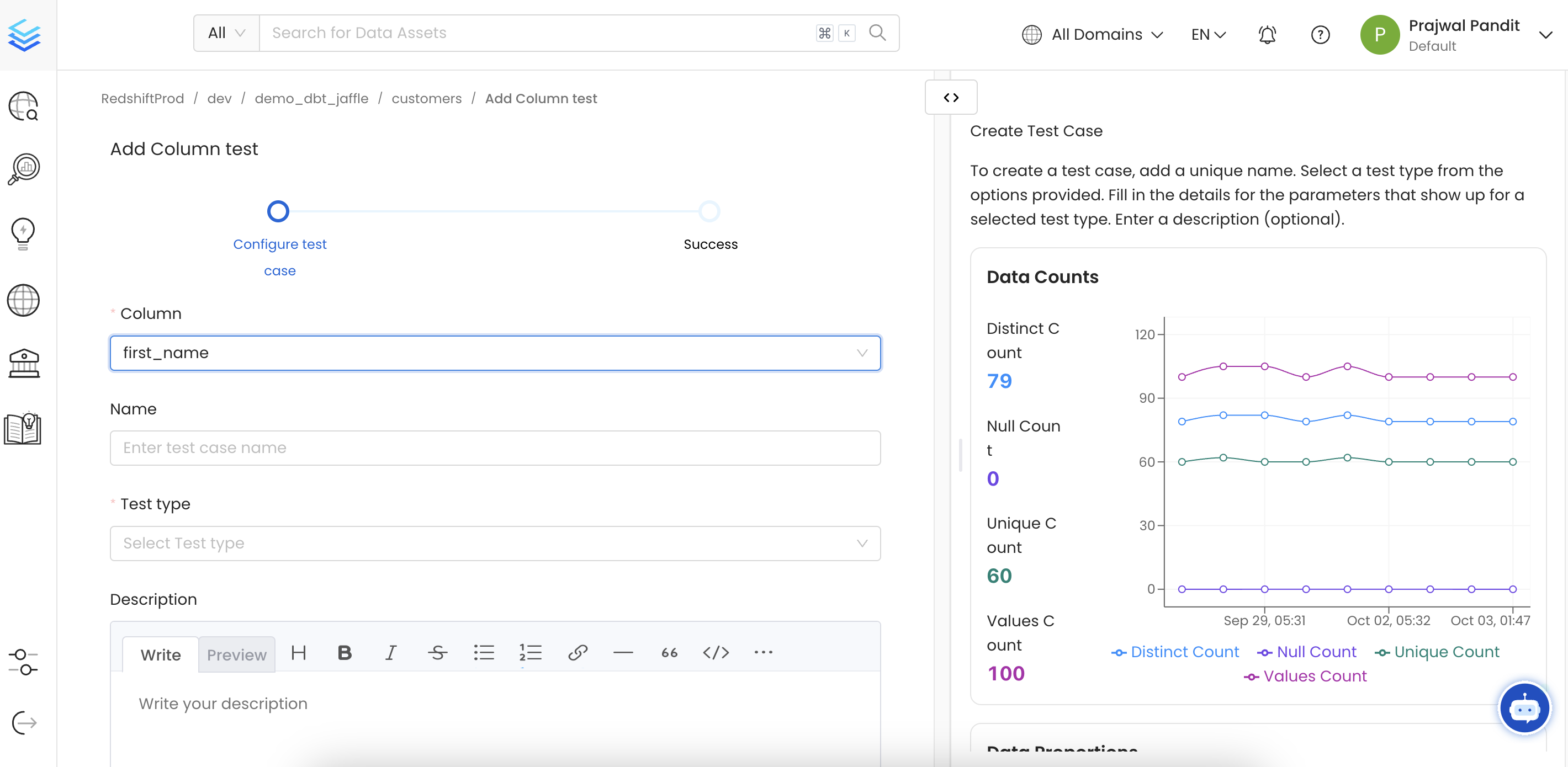 Configure a Column Level Test